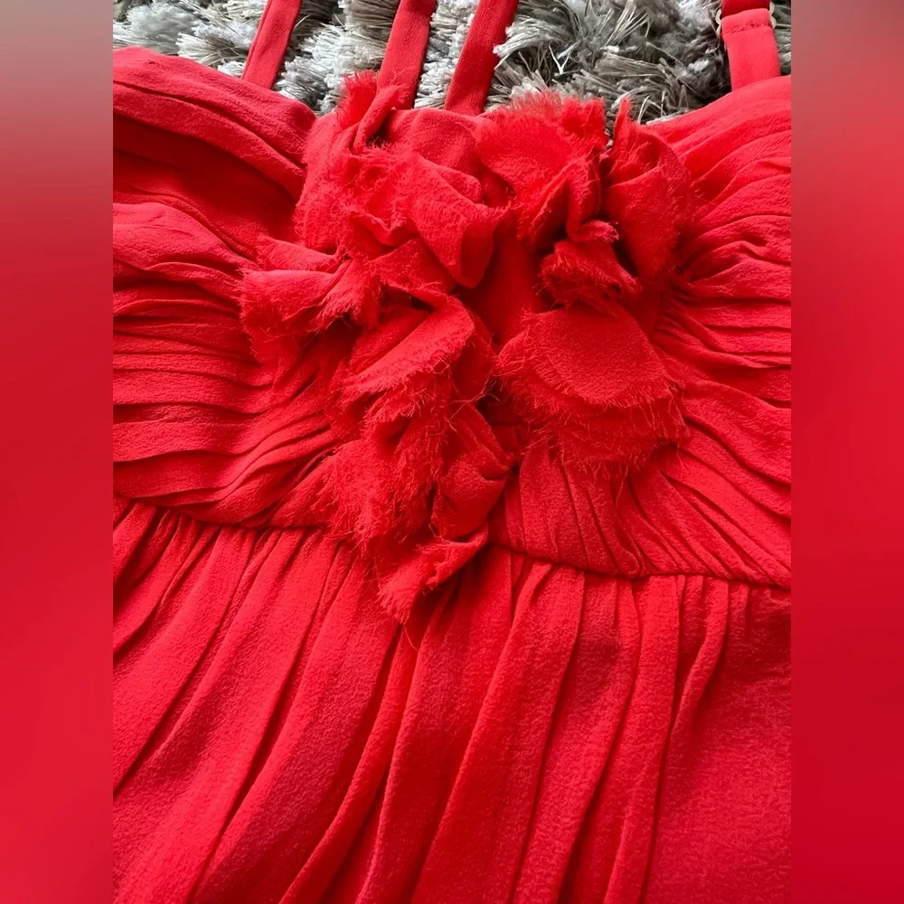 BCBGMaxAzria Vibrant Red 100% Silk Maxi Dress – Size 0 - Picture 14 of 16